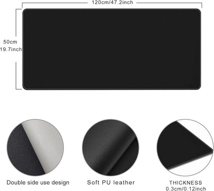 Chihein 2XL 35" x 16" Cork & PU Leather Desk Mat, Dual Sided Desk Pad Protector, Waterproof Writing Blotter for Gaming, Office, Home (Black)