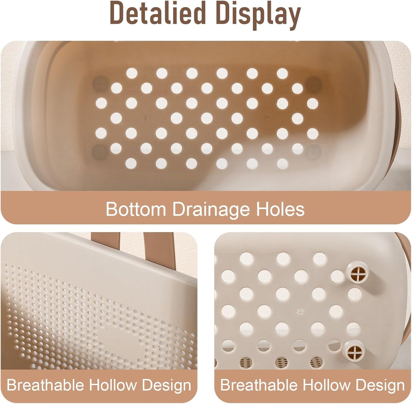 JiatuA Plastic Storage Basket with Handle Portable Shower Caddy Tote Organizer Basket Bin for Bathroom Kitchen Dorm Room Bedroom, Green