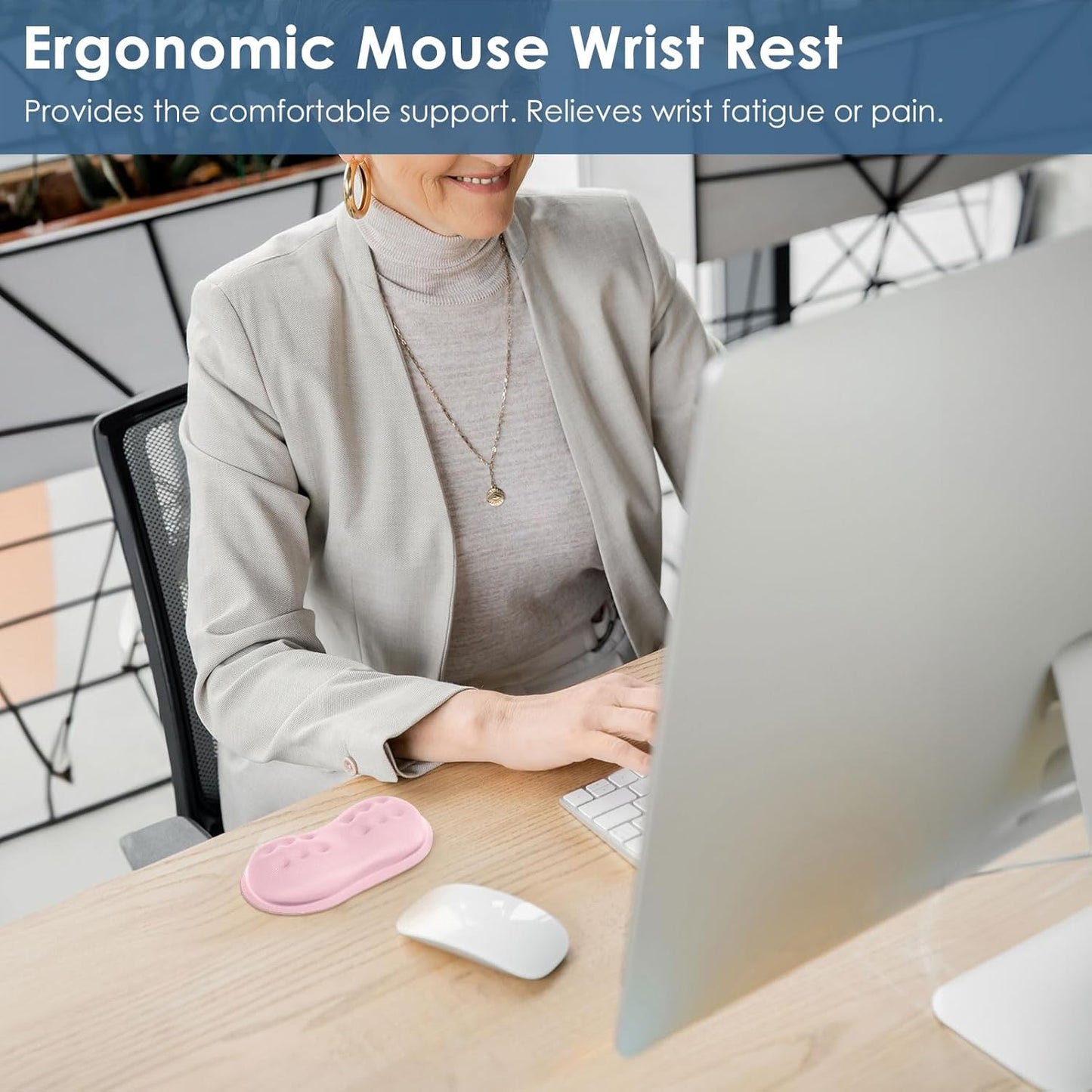 VANKEY Mouse Wrist Rest, Desk Wrist Pad for Mouse, Comfortable Computer Mouse Wrist Support, Ergonomic Wrist Rest with Memory Foam Fillings, Non-Slip Base (Black)
