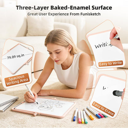 Colorful Dry Erase White Board 8.3x11in, Magnetic Desktop Board with Stand, 2 Markers (Eraser Head), 4 Magnets - Double-Sided Easel for Daily Planning, Memo, Office/Home/School (Blue)