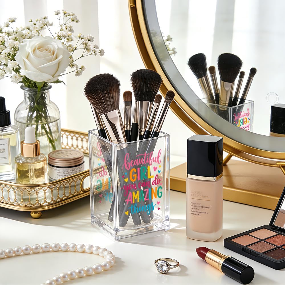 The Makeup Artist Acrylic Cosmetic Pencil Pen Holder, Funny Vanity Accessories for Girls, Makeup Brushes Holder for Beauty Specialist Esthetician, Make Up Artist MUA Appreciation Gifts