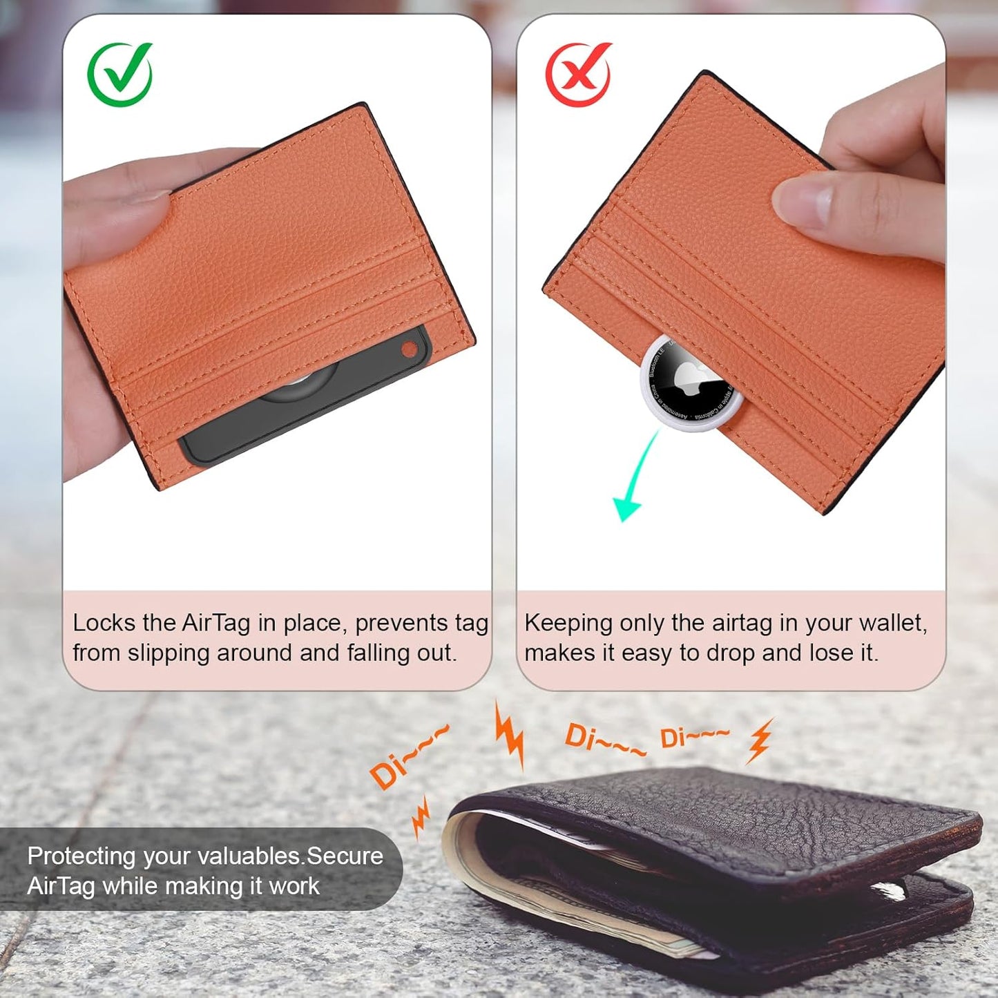 2-Pack Airtag Wallet Holder - Silicone Slim Card Holder for Apple Airtag - Ultra-Thin Air Tag Cardholder for Purses, Handbags, Backpack Wallets & Clutch Bags
