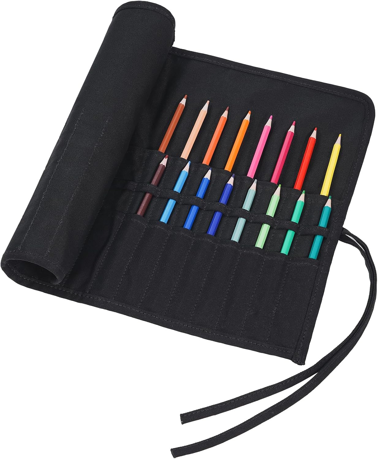 ECHSRT Paint Brush Holder Roll Up Case Storage for Artist Acrylic Oil Watercolor, Holders and Organizers 30 Slots，Black