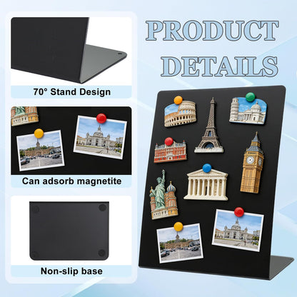 2 Pack Desk Magnetic Bulletin Board Metal Tabletop Memo Souvenir/Photos Display Board Magnet Display Stand for Home School Kitchen Office (2, White, ARC)