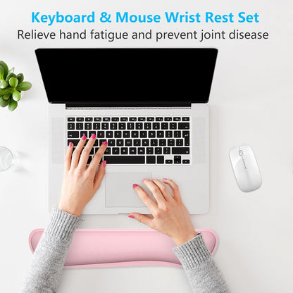 Dapesuom Enlarge Keyboard Wrist Rest, Memory Foam Keyboard Wrist Cushion for Computer Desk Mats Support, Pain Relief Ergonomic Mouse Pad Rests with Non-Slip Base for Gaming, Laptop, Radiant Orchid