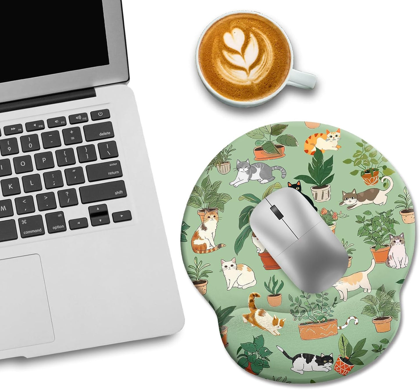 LIMKRIAN Cat Ergonomic Mouse Pad with Wrist Rest, Gaming Mouse Pad with Wrist Support, Funny Mouse Pads for Desk, Computer Mousepad with Non-Slip Pain Relief PU Base, Cute Office Desk Accessories