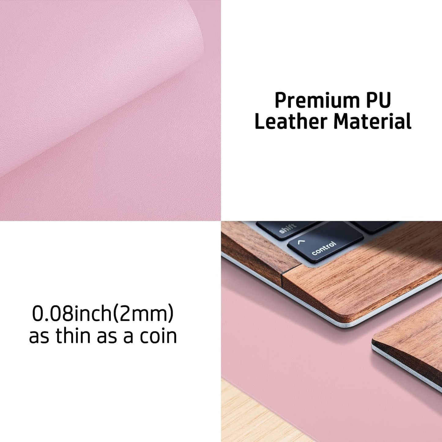 Aothia Non-Slip PU Leather Waterproof Laptop Desk Pad Protector, Blotter Mat, Writing and Mouse Pad for Office & Home, Beige, 23.6" x 13.7" - Colors A