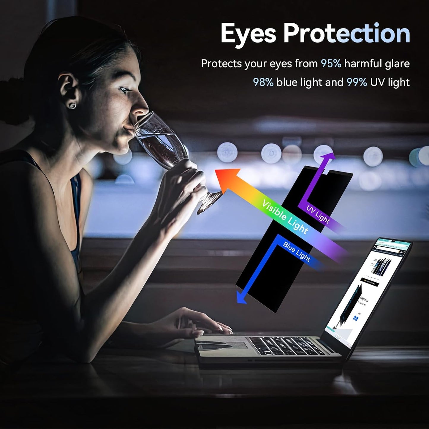 Laptop Privacy Screen 14 Inch Compatible with HP/Dell/Acer/Samsung/Asus/Lenovo/Toshiba,16:10 Aspect Removable Anti Glare Blue Light Filter Protector, 14 in Laptop Privacy Screen Shield