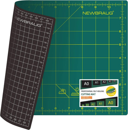 NEWBRAUG 18'' × 24'' Perfect Self Healing Cutting Mat, Non-Slip Gridded Rotary Cutting Board, Necessary for Quilting, Sewing, Craft, Fabric & Scrapbooking(Green/Black)…