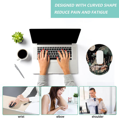 Mouse Pad with Wrist Support, Ergonomic Mouse Pad with Memory Foam Wrist Rest Cushion, Non-Slip Rubber Base Gaming Mice Pad for Home Office Computer Laptop, Flowers Grass