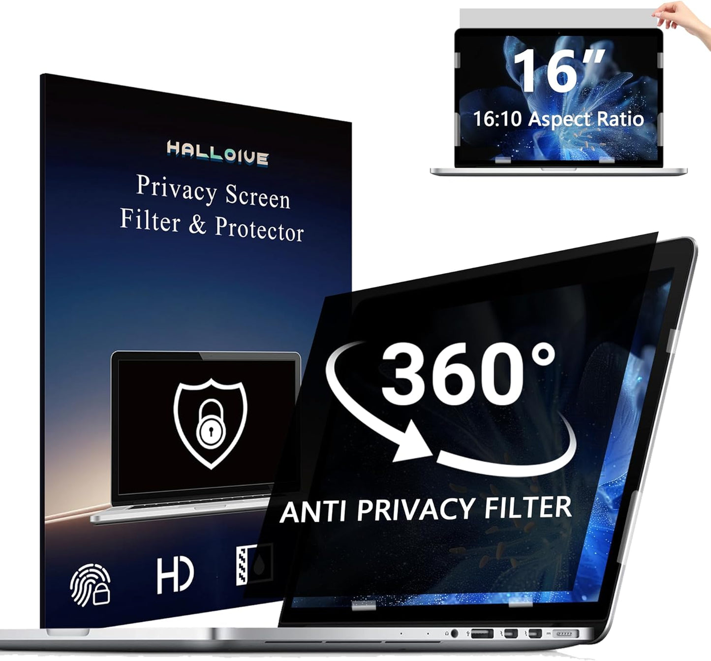 2 Pack Magnetic Hanging Computer Privacy Screen 24 Inch for 16:9 Widescreen Monitor, Removable Privacy Screen Anti Glare Blue Light Computer Screen Privacy Shield, Anti-Scratch 24in Protector Film