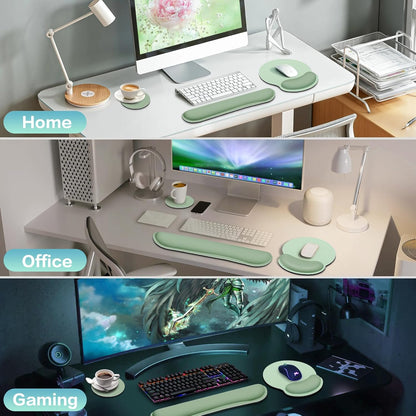 Ergonomic Keyboard Wrist Rest, Mouse Pad with Wrist Rest Anime, Cat Gaming Mousepad with Wrist Support, Memory Foam Wrist Rest Set for Computer Keyboard, Funny Cute Office Desk Accessories