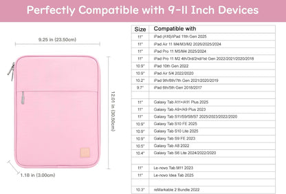 Dadanism 9-11 Inch Tablet Sleeve Padded Carrying Case for iPad (A16) 11th Gen 11", iPad 10th Gen 10.9", iPad Air M4/Pro M5 11", iPad Air 5/4, iPad 9/8/7th Gen, Galaxy Tab A11+ Plus 11", Blue