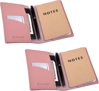Wisdompro Journal Cover, 2 Pack PU Leather Notebook Cover for Field Notes, or other 3.5" x 5.5" Pocket Notebooks - Black