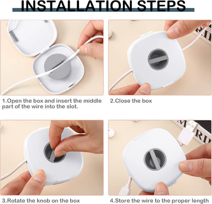 6 Pieces Retractable Cable Management Charging Organizer Phone Cord Holder Small Winder Case for Headset Cord Mouse Wire Charger Cable(White)