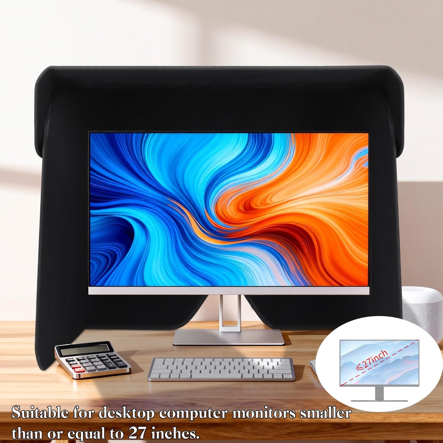 27 inch Display Monitor Hood Sunshade Portable Desktop Computer Sunshade Adjustable Monitor Sunhood for Dell HP Philips Samsung Viewsonic