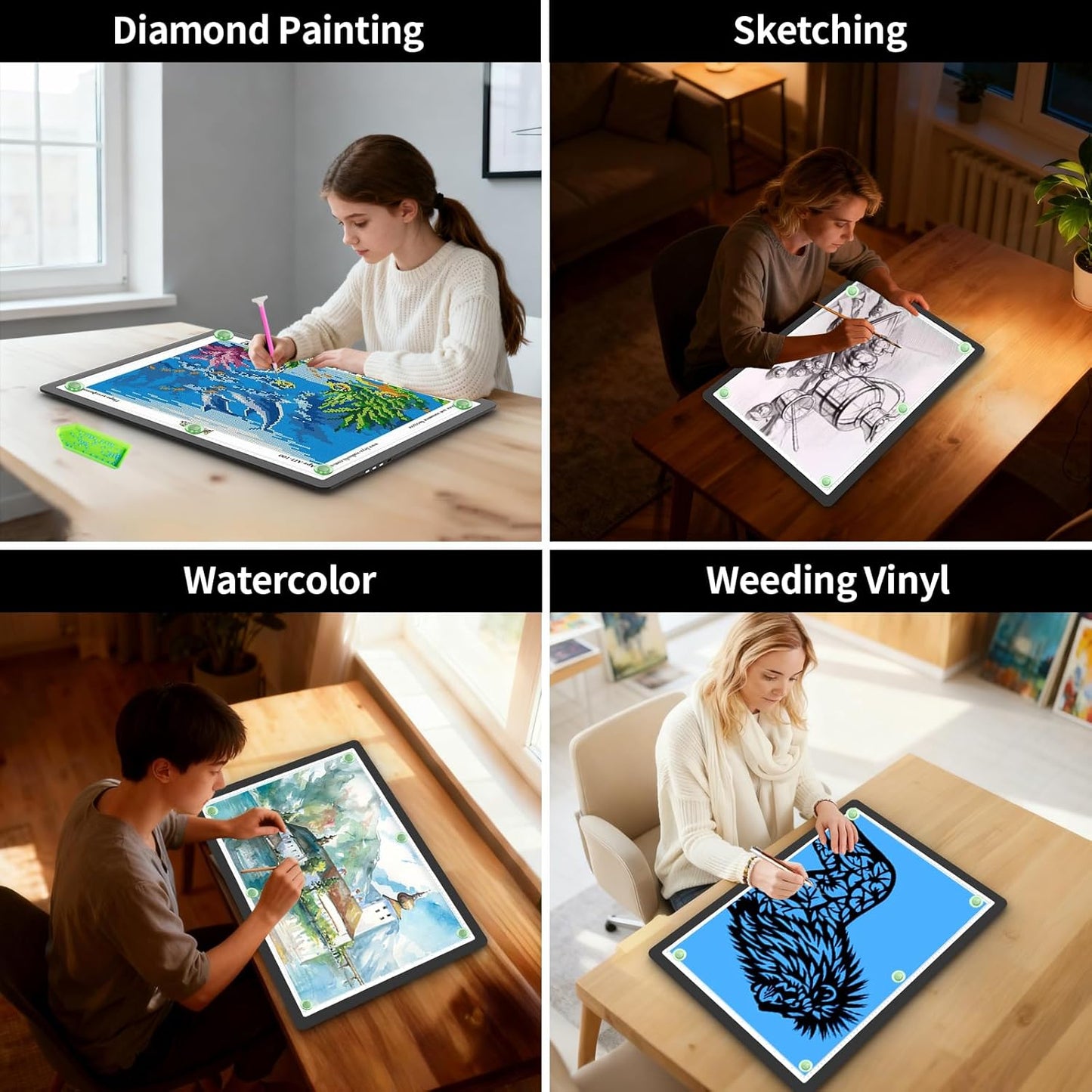 TOHETO Rechargeable A2 Light Pad for Diamond Painting 25.2''x18.4'', Magnetic Diamond Art Light Board, Wireless Lightbox for Tracing and Drawing, Cordless LED Light Table for Sketching, Weeding Vinyl