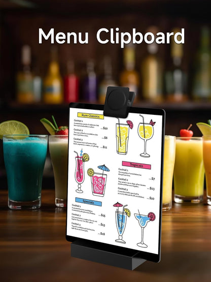 Acrylic Black Dry Erase Board with Stand - 8” x 6” Small Desktop Whiteboard with Marker, Reusable Desk Blackboard, to-Do List, Planner, Memo Clipboard, Menu Board for Office, Home, Bar