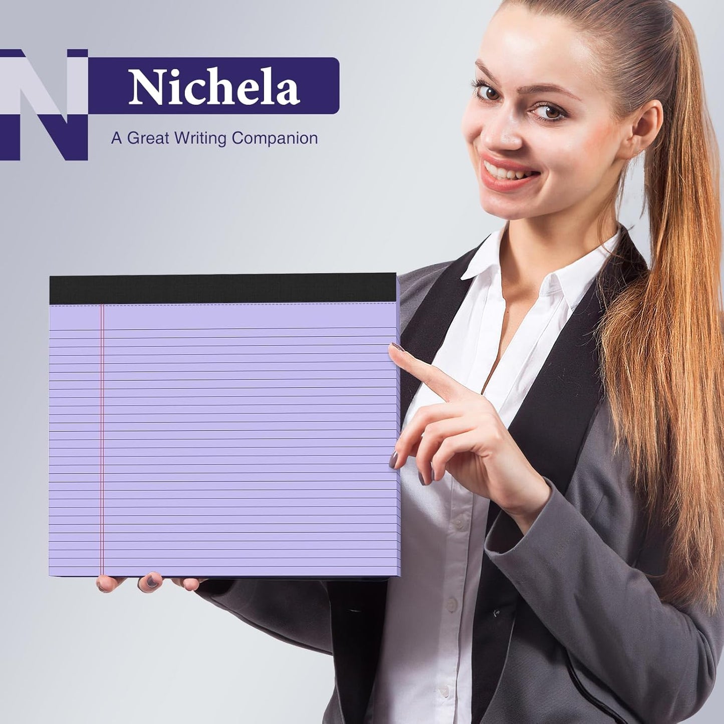 2 Pcs Note Pads 11" x 9.5" Legal Pads College Ruled Notepad Micro Perforated Writing Pads White Lined Paper 80GSM College Ruled Paper Pad of Paper 30 Sheets Notebook for School, To-Do Lists, Office