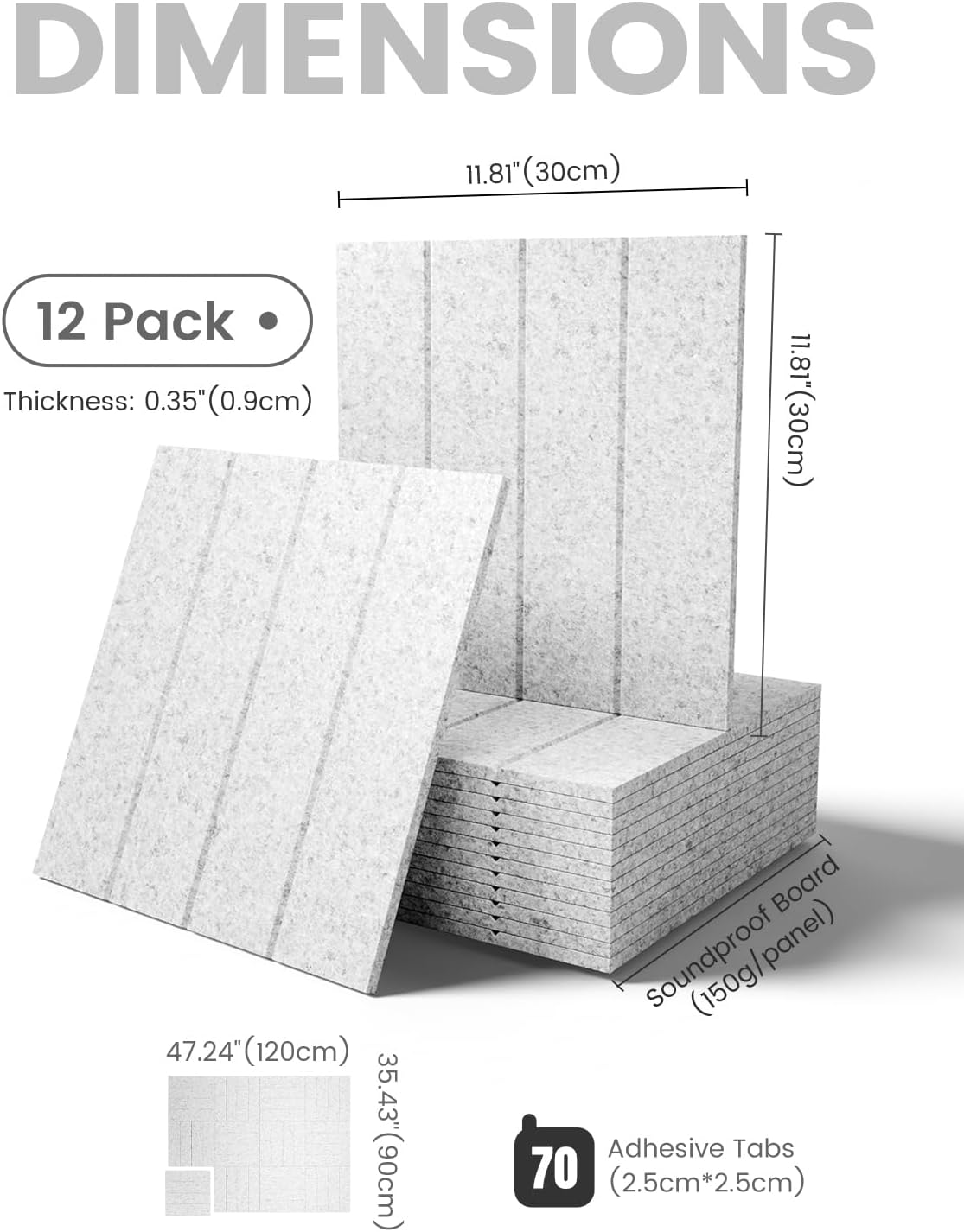 Fluxynara Large Felt Bulletin Board 48" x 36" Cork Board Alternative-12 Pack with 70 Safe Removable Adhesive Tabs, Cork Boards for Walls Cork Board for Home Office Classroom Pin Board (Oatmeal)