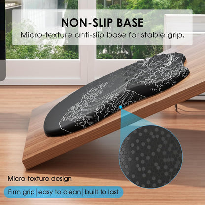 MROCO Ergonomic Mouse Pad with Wrist Support, Memory Foam Wrist Rest Mouse Pad, Non-Slip Base, Smooth Surface for Office & Home, Black