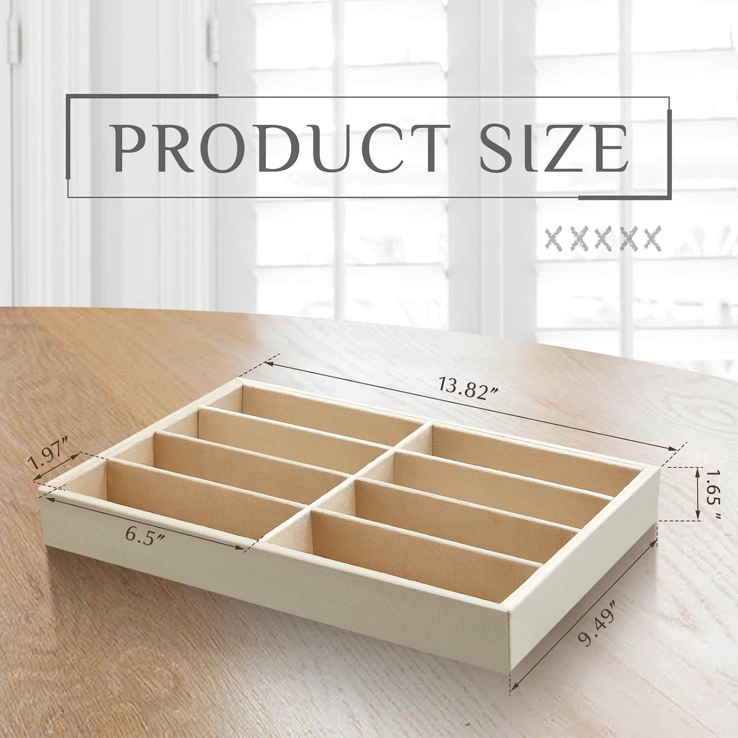 Amylove 2 Pcs Sunglass Organizer Trays Glasses Stackable Jewelry Trays Sunglass Organizer Display Box(8 Grids,Beige)