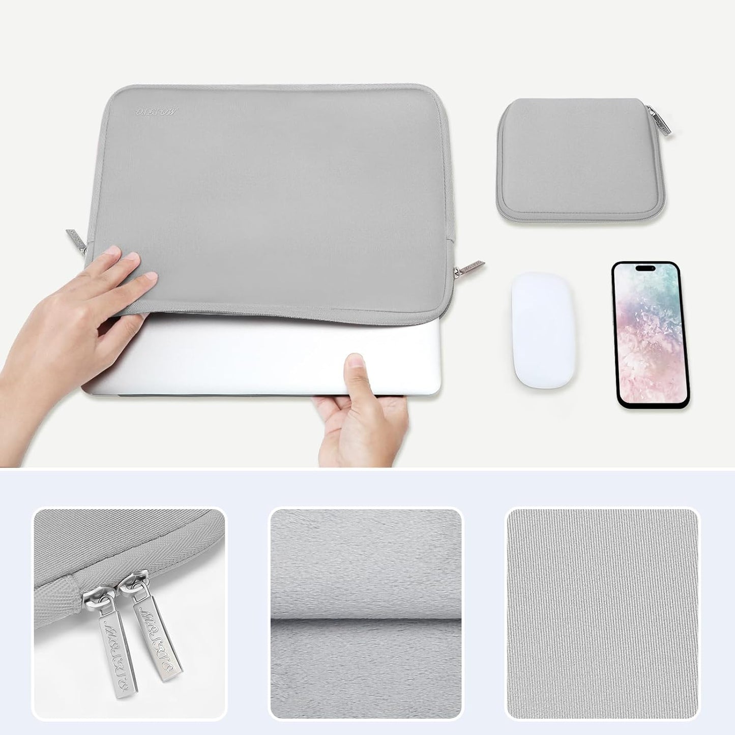 MOSISO Laptop Case 13.3 inch, 13-13.3 inch Laptop Sleeve Bag Compatible with MacBook Air/Pro 13/Pro 14 M5 M4 M3 M2 M1, HP Dell ASUS Lenovo, Neoprene Computer Sleeve Bag with Small Case, Baby Pink - Colors A