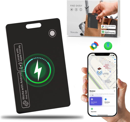 Thin Wallet Tracker Card, Find My or Google'S Find Hub App, Dual System Both iOS and Android Tracker Card, Item Finder for Luggage Passports, Phone,IP68 (1-Black)
