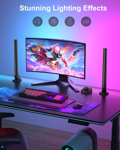 Gaming Light Bars with Dial Controller, Smart Gaming LED Lights RGB Light Bars Compatible with Alexa and Google Assistant, TV LED Backlight App Control Music Sync for Gaming Room Bedroom Decor Gifts