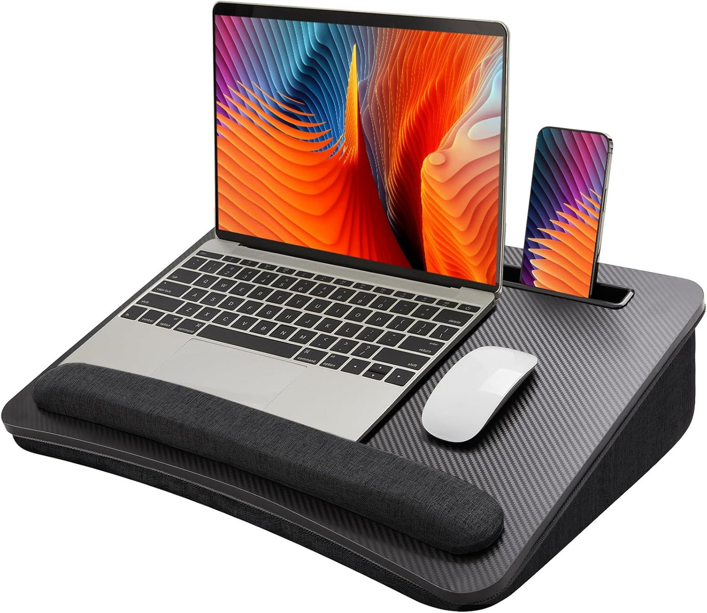 HUANUO Laptop Lap Desk - Portable Lap Desk with Pillow Cushion, Fits up to 15.6 inch Laptop, with Anti-Slip Strip & Storage Function for Home Office Students Use as Computer Laptop Stand, Book Tablet