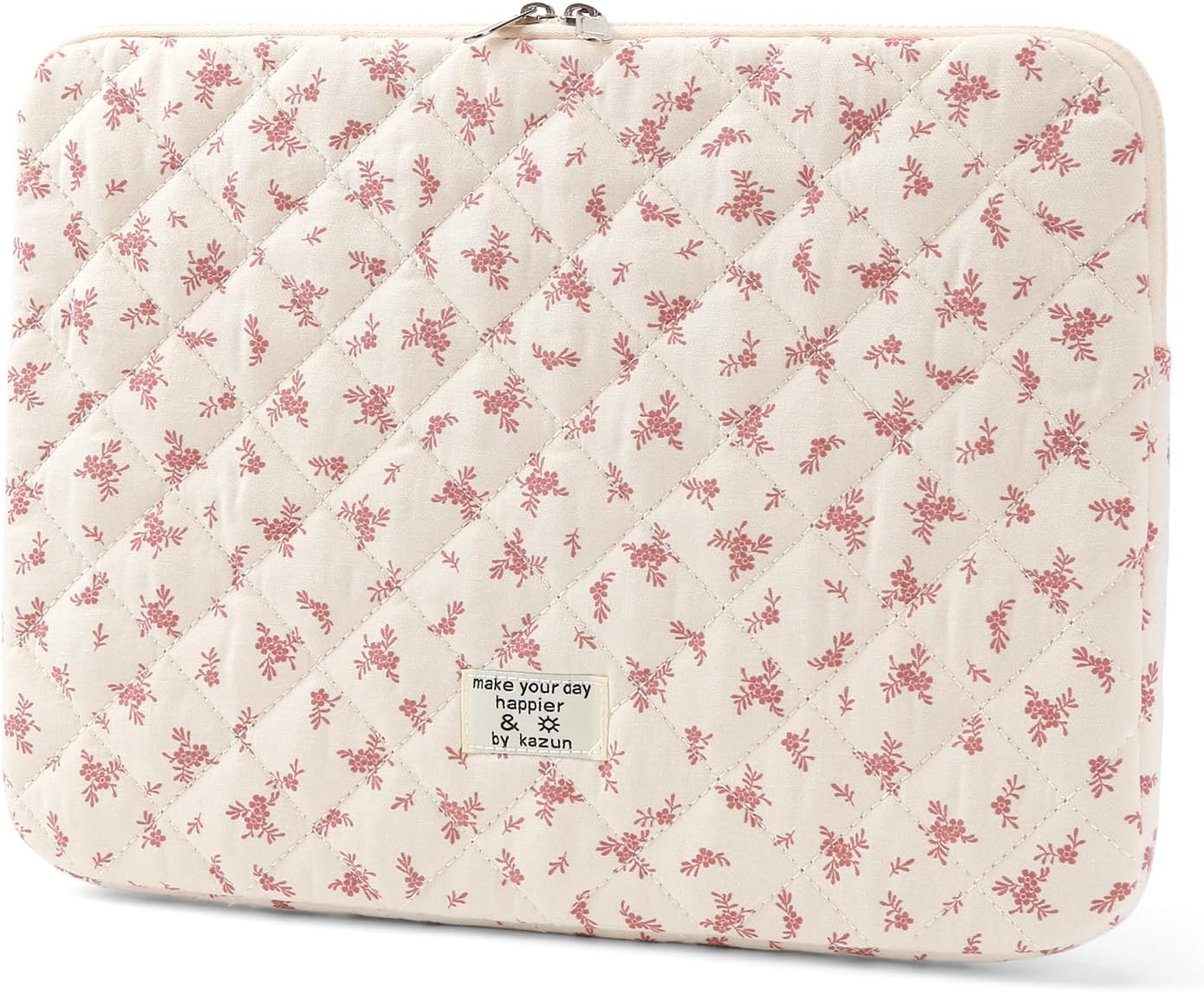 Puffy Laptop Sleeve 13 Inch Cute Quilted Laptop Protective Case Padded Floral Computer Sleeve for MacBook (A-Blue, 13 Inch)