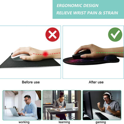 Mouse Pad with Wrist Support, Ergonomic Mouse Pad with Memory Foam Wrist Rest Cushion, Non-Slip Rubber Base Gaming Mice Pad for Home Office Computer Laptop, Flowers Grass