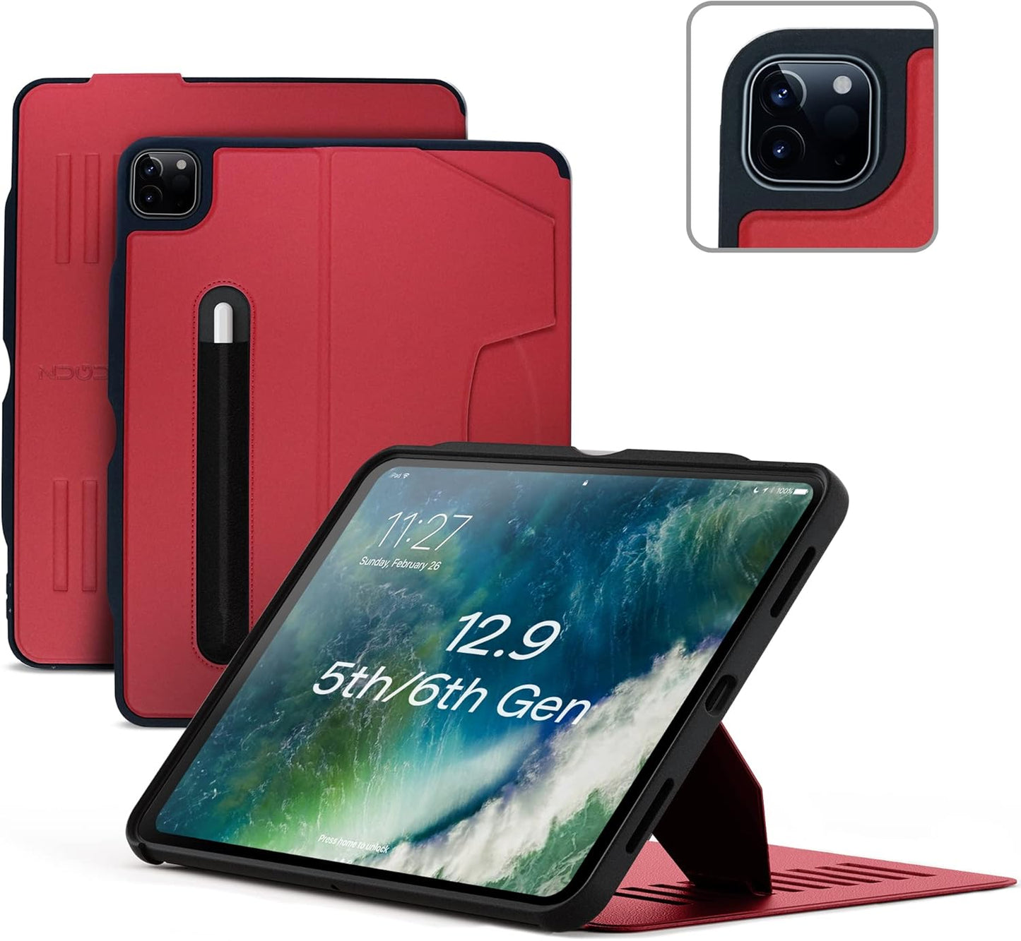 Zugu Case for iPad Air 13 Inch M4 2026, M3 2025 & M2 &/12.9 inch (3rd/4th Gen), Slim Protective Cover with Apple Pencil Charging & Storage, Auto Wake/Sleep, Multiple Viewing Angles (Black)