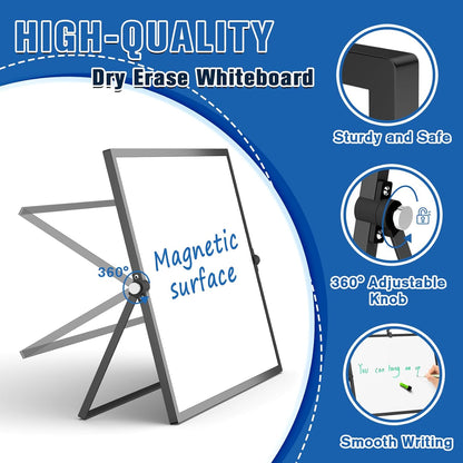 Grtard Dry Erase Magnetic White Board, 16''x12'' Double-Sided Desktop Whiteboard with Stand, Portable Small Whiteboard Set, Dry Erase Board for to-Do Lists, Planning & Office, Home