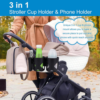 Accmor Stroller Cup Holder, Universal Cup Holder for Stroller Walker Bike, 360° Rotatable Large Caliber Designed Bottle Holder for Stroller, Bike, Wheelchair, Scooter