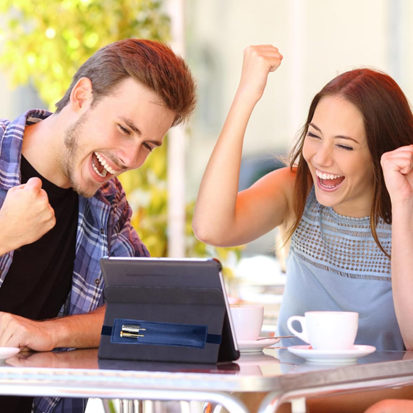 Tokusatsu 2 Pack Adjustable Elastic Pen Holder for Notebook, PU Leather Pencil Pouch with Stretchable Band, Fits Journals, Binders, Planners, Books, Portable Pen Sleeve Pouch, Off-White