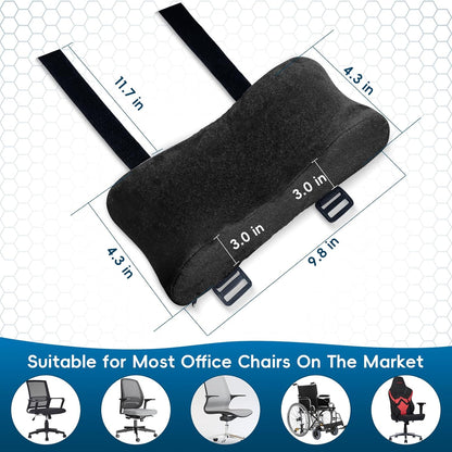 Ergonomic Memory Foam Chair Armrest Pads with Cooling Gel - Non-Slip Elbow Support Cushion for Office/Gaming/Desk Chairs, Washable Cover, Set of 2
