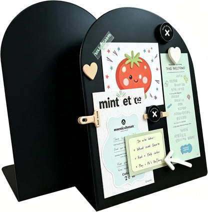 2 Pack Magnetic Bulletin Board with Stand, Magnetic Board, Magnet Board, Metal Tabletops Memo Photos/Souvenir Display Board Magnet Desk Display Stand for Home School Office Kitchen Decoration
