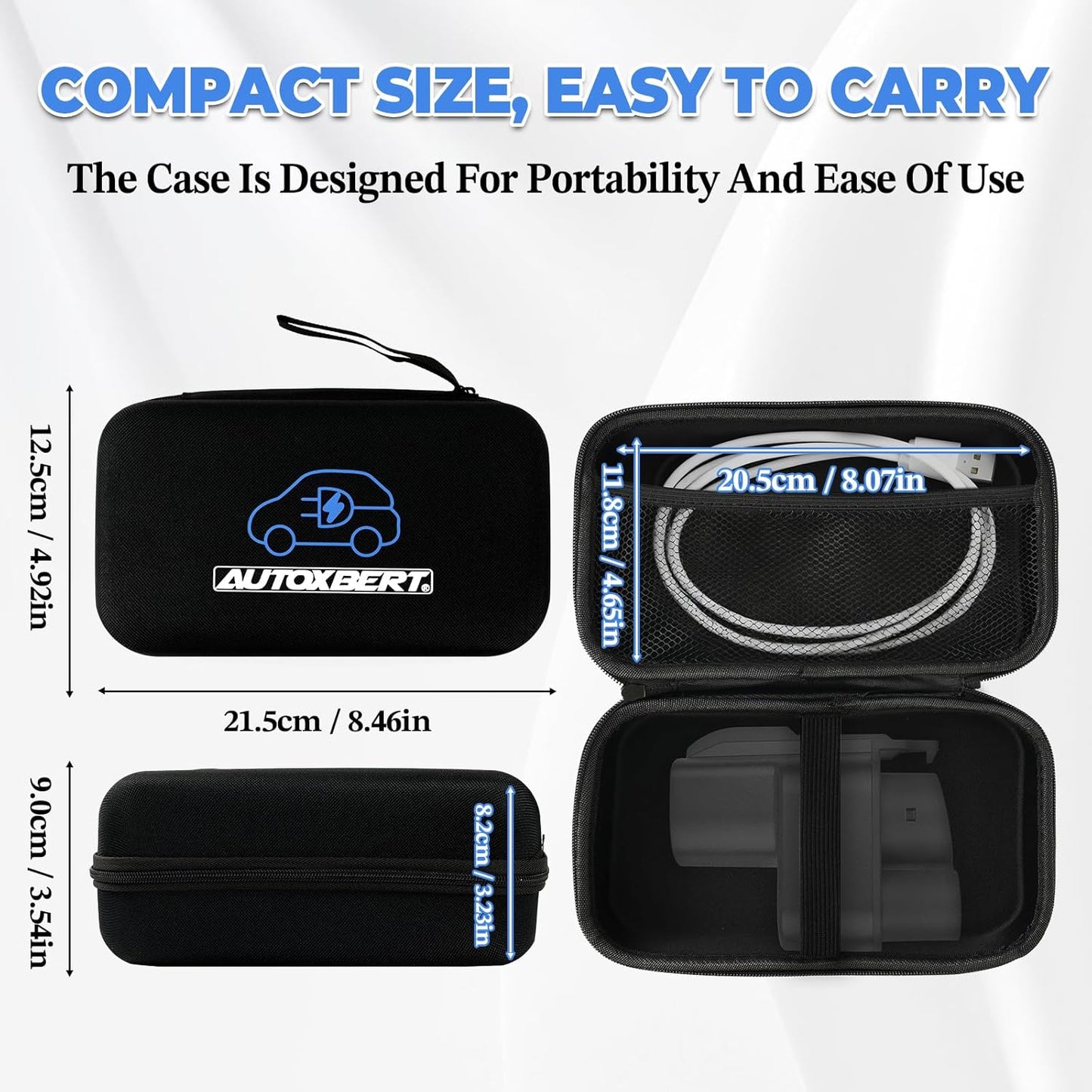 NACS to CCS1 Adapter Storage Case for Tesla 8.46"x4.92" EVA Charger Adapter Case Cover Protective Bag Compatible with Tesla Ford Hyundai Kia GM Supercharger Adapter NACS to CCS1 Fast Charge