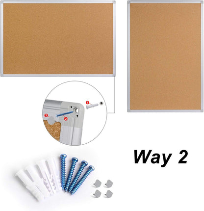 Bulletin Board 36 x 48, Silver Aluminium Framed 4x3 Large Wall Mounted Cork Office Notice Pin Board