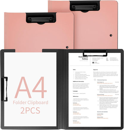 souG 4Pcs Clipboard Foldable,360°Cover Folder Clipboard Plastic Clipboards with Double Low Profile Clip,File Folder Storag Clipboards for A3 A4 Paper, Clip Boards for Office School Supplies (4 Colors)