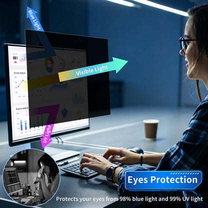 2 Pack- 27 Inch Curved Computer Privacy Screen Filter for 16:9 Widescreen Computer Screen Protector Computer Screen Privacy Shield Anti Glare and Blue Light