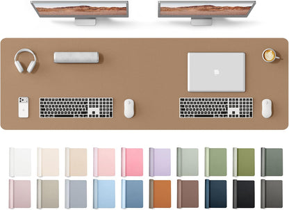 YSAGi Leather Desk Pad Protector, Office Desk Mat, Large Mouse Pad, Non-Slip PU Leather Desk Blotter, Waterproof Laptop Desk Writing Pad for Office and Home (23.6" x 13.8", Eggshell) - Colors A