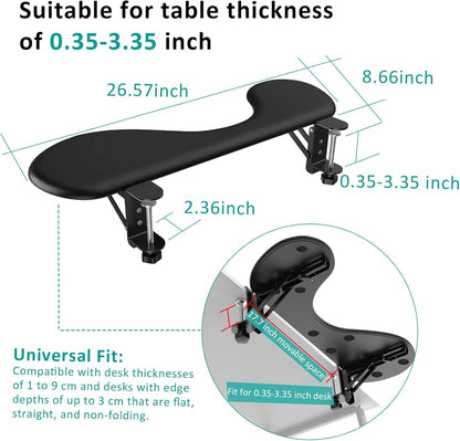 eulps Foldable Arm Rest for Desk, Clamp-On Desk Arm Support Pad with Soft PU Leather Cushion, Ergonomic Wrist & Forearm Rest for Computer Typing, Mouse Use, Gaming, Home Office