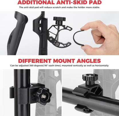 KEMIMOTO ATV Cup Holder, Upgraded Motorcycle Drink Holder Handlebar, Water Bottle Holder Mount with 0.6”-1.56” Metal Clamp for Scooter Bike Boat Stroller Wheelchair Golf Push Cart Tractor (1)