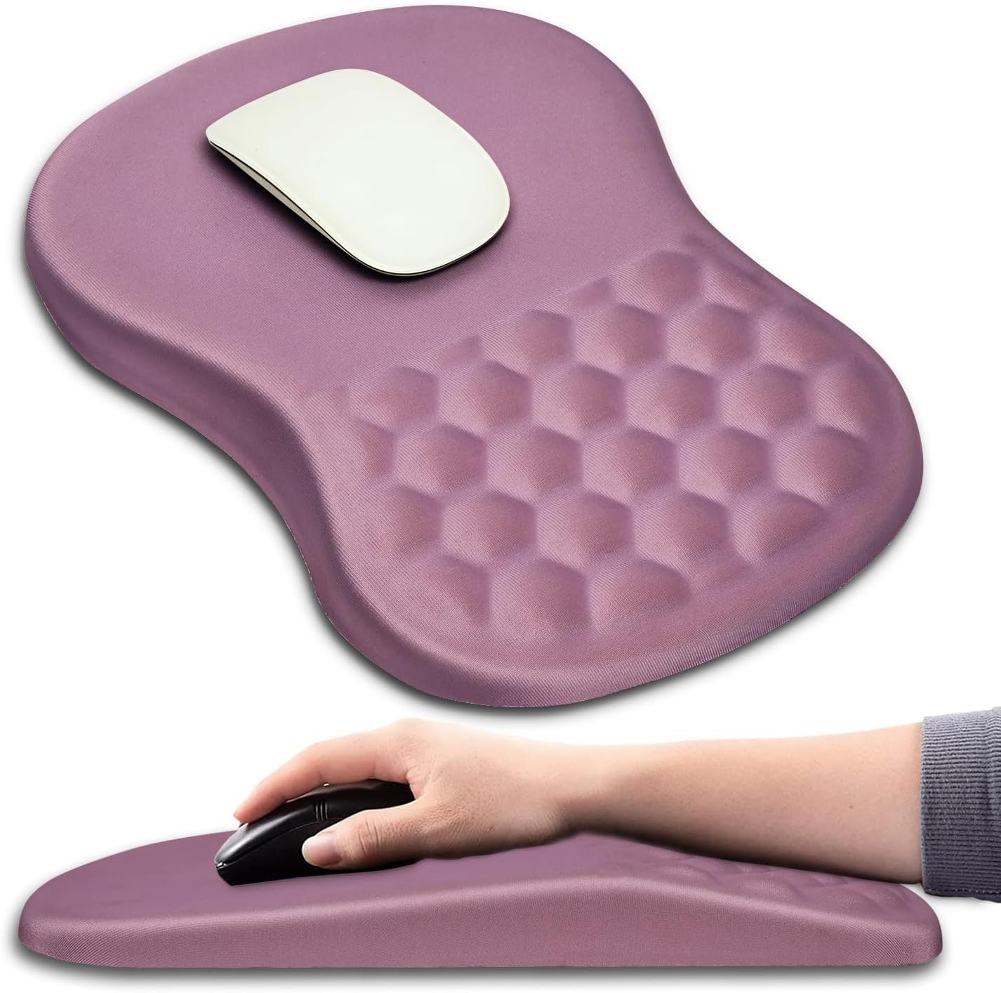 Hokafenle Ergonomic Mouse Pad Wrist Support with Massage Design, Wrist Rest Pain Relief Mousepad with Memory Foam&Non-Slip PU Base, Mouse Pads for Wireless Mouse & Desk (12x8 inch,Black)