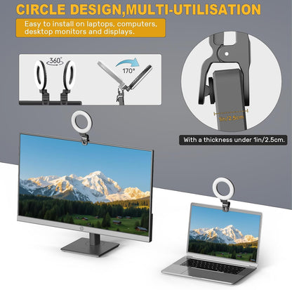 Anautin Ring Light for Video Conference Lighting,360°Adjustable,Portable LED Video Conference Lighting for Monitor,Laptop&Desktop Computer,Streaming Light for Zoom Meetings, Selfie Makeup, Video Calls