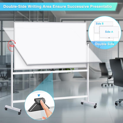 maxtek Magnetic Mobile White Board, 40 x 24 Double Sided Dry Erase Board Rolling Whiteboard, Aluminum Frame Standing Whiteboard on Wheels for Home Office Classroom (40 x 24 Black)