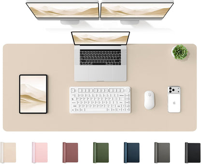 YSAGi 35.4" x 17" Large PU Leather Desk Mat for Keyboard and Mouse - Waterproof Non-Slip Desk Pad Protector for Office, Home, Writing Desk, Black