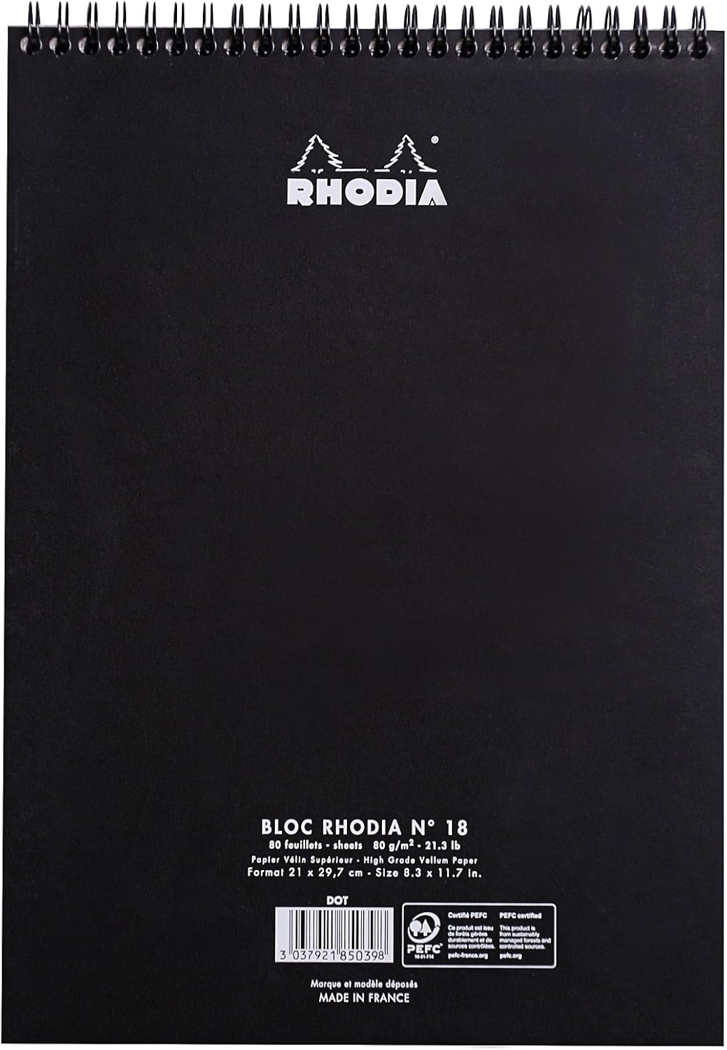 Rhodia #16 Wirebound Notepad 5.8" x 8.3" Dot Pad, Orange Cover